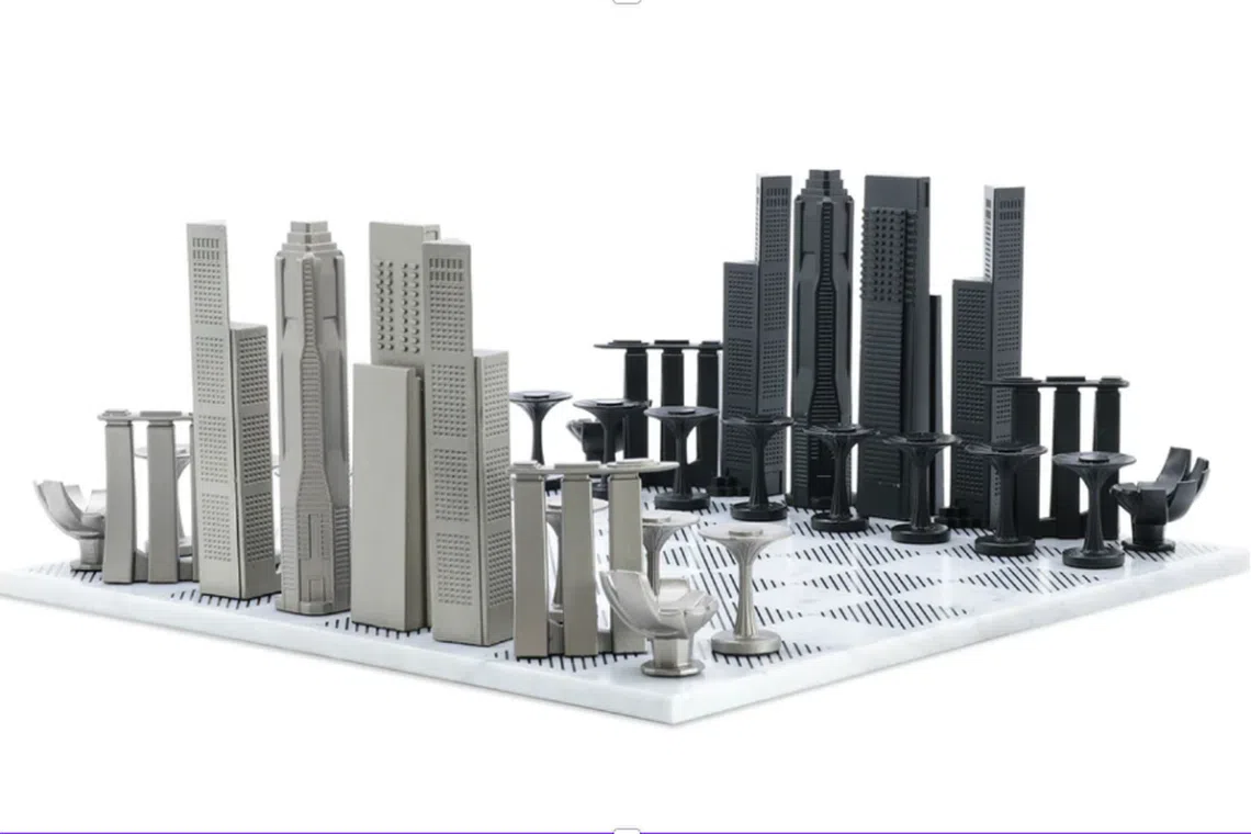Skyline Chess品牌是由两位热爱西洋棋的建筑师所创办。他们将新加坡经典的摩天楼迷你化，铸造成栩栩如生的西洋棋。（Abry提供）