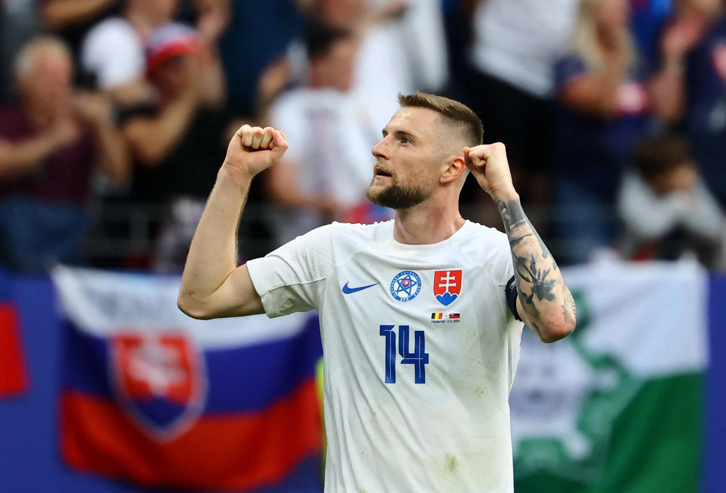 斯洛伐克队长什克里尼亚尔经验丰富，力争率领球队二连胜出线。（路透社）