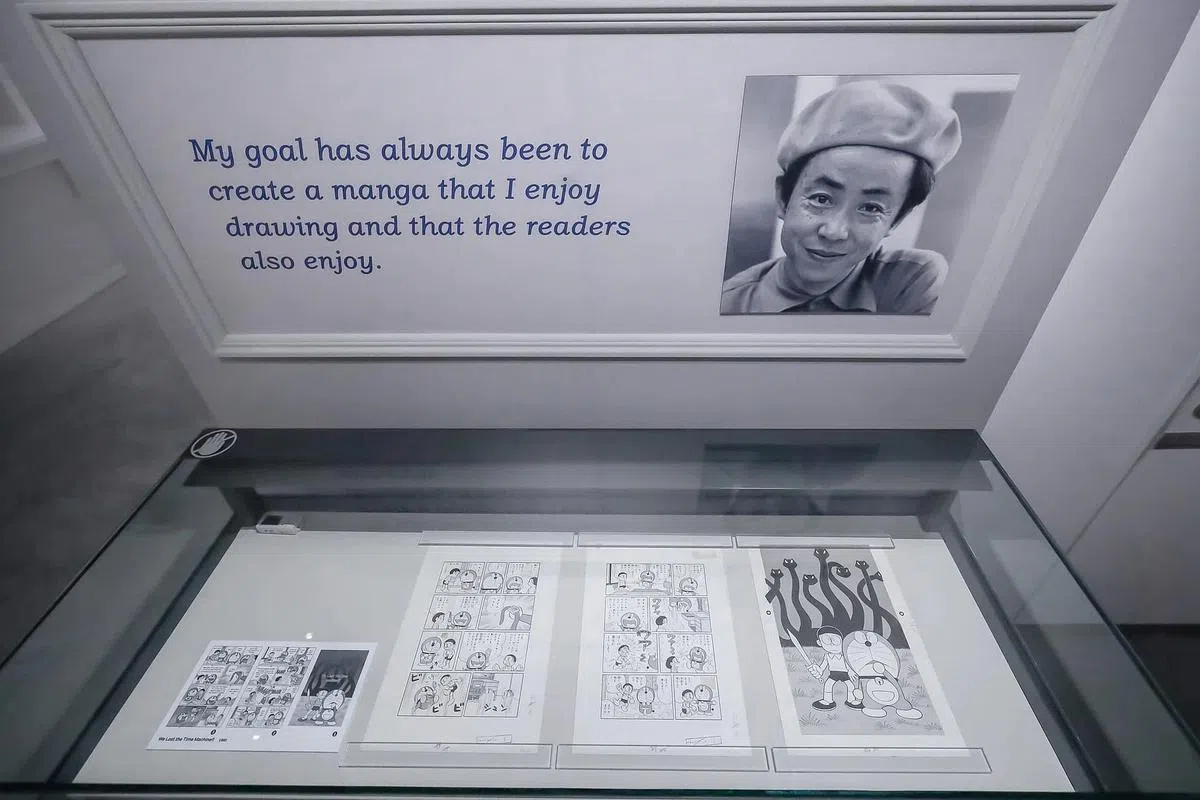 “哆啦A梦漫画原作展” 展出藤子·F·不二雄漫画的三件手稿原作。（新加坡国家博物馆提供图片）