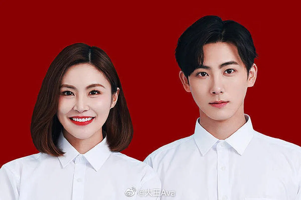 大王（左）和吕鹏兴结婚获得许多明星贺喜。（微博）