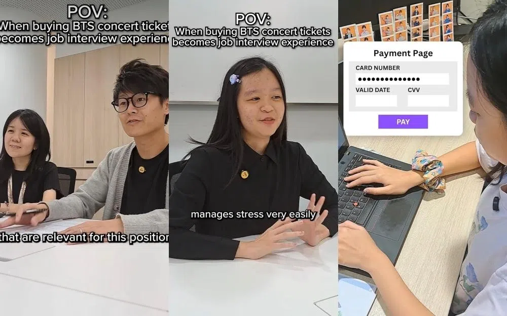 劳动力发展局在社媒发布诙谐短视频，把抢BTS演唱会门票所需的冷静应变、抗压能力和快速执行力，巧妙包装成在求职面试中的“技能”。（劳动力发展局IG视频截图）