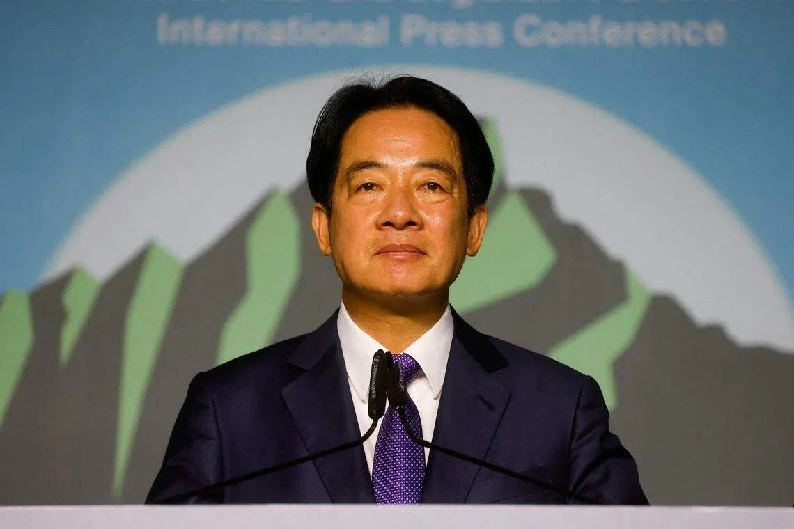 赖清德以当选总统的身份，出席国际记者会。（路透社）