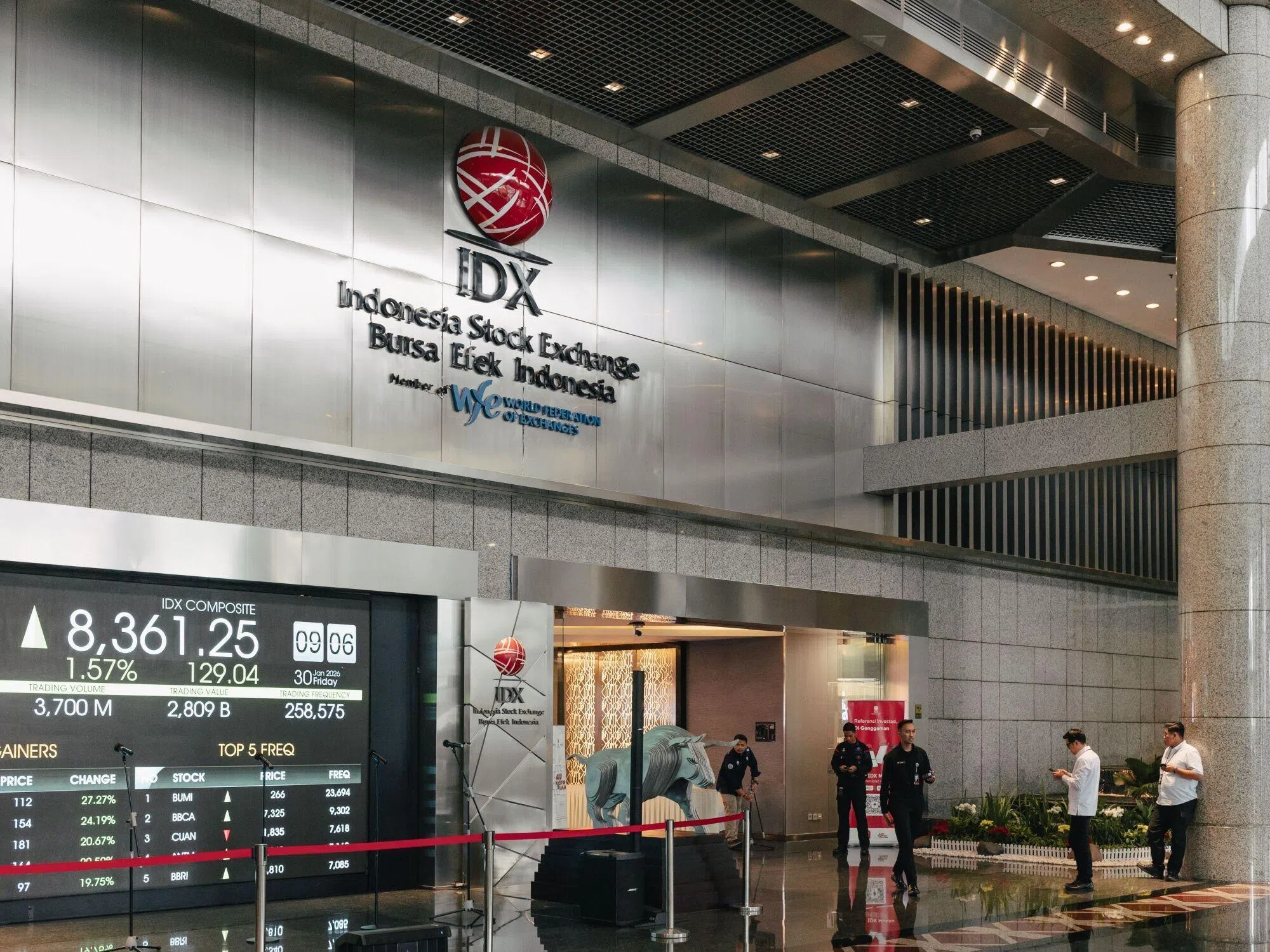 印尼股市过去两天陷入动荡，市值蒸发约1072亿新元。（彭博社）