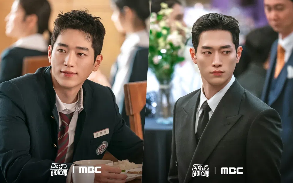 31岁的徐康俊多样造型展现魅力（左图高中制服、右图特工西装）。（取自MBC Drama脸书）