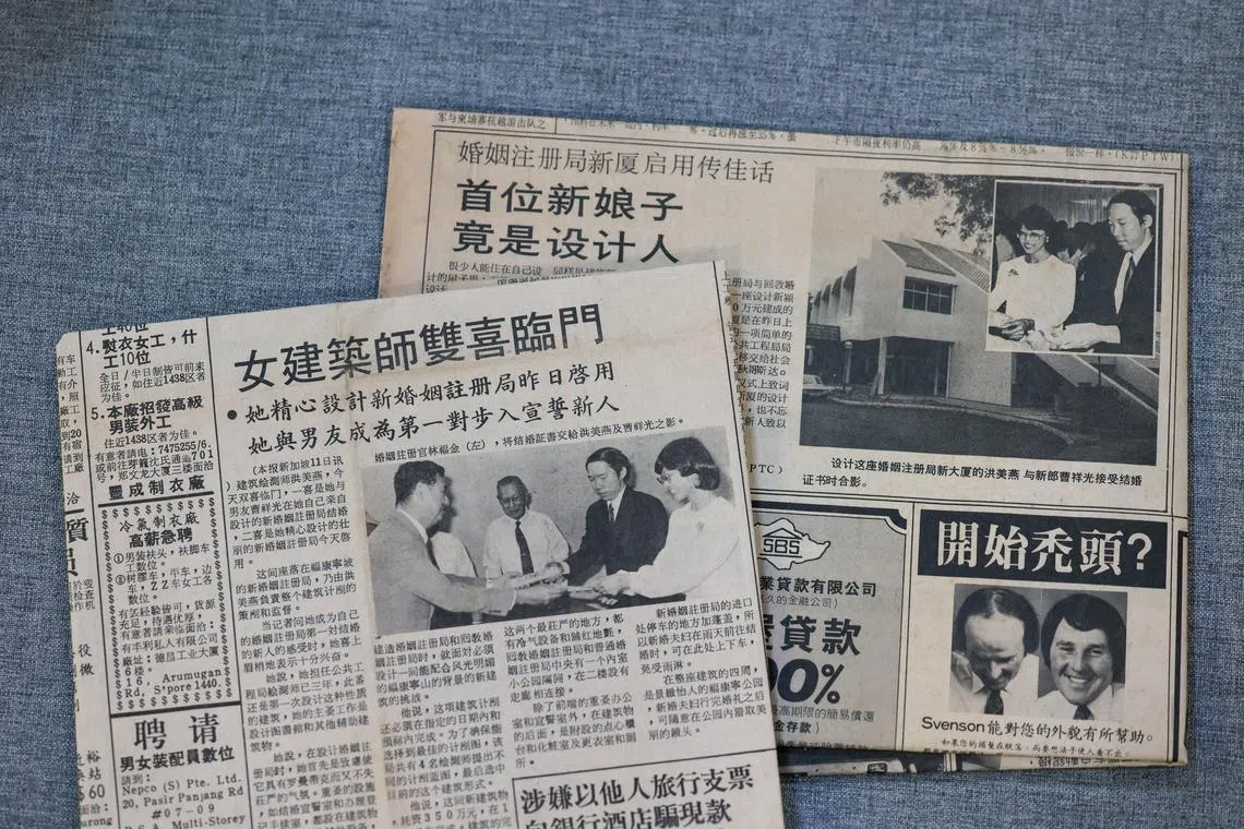 同个屋檐下的婚姻注册局和回教婚姻注册局在1983年启用，当时的建筑师洪美燕也是第一个在新楼宣誓结婚的新娘，成为各大报章的新闻。（张俊杰摄）
