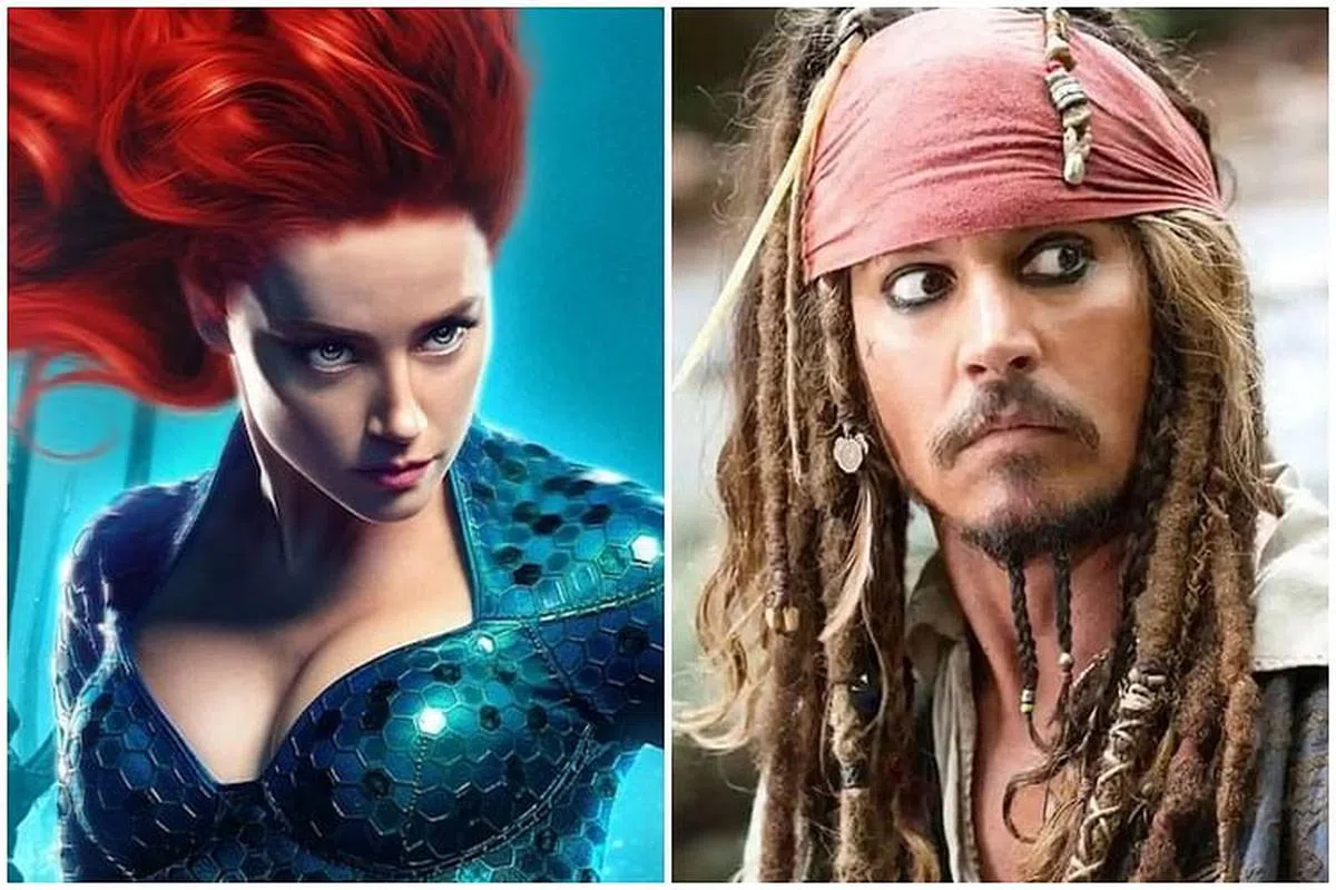 Johnny Depp（左）与Amber Heard分别以《加勒比海盗》与《水行侠》为观众熟知。（互联网）
