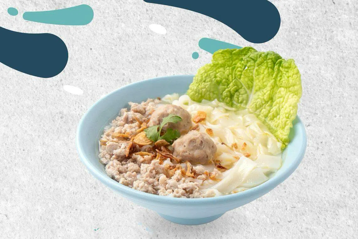 肉碎粿条汤（$3.20）有扁鱼干肉丸和肉碎。（品牌提供）