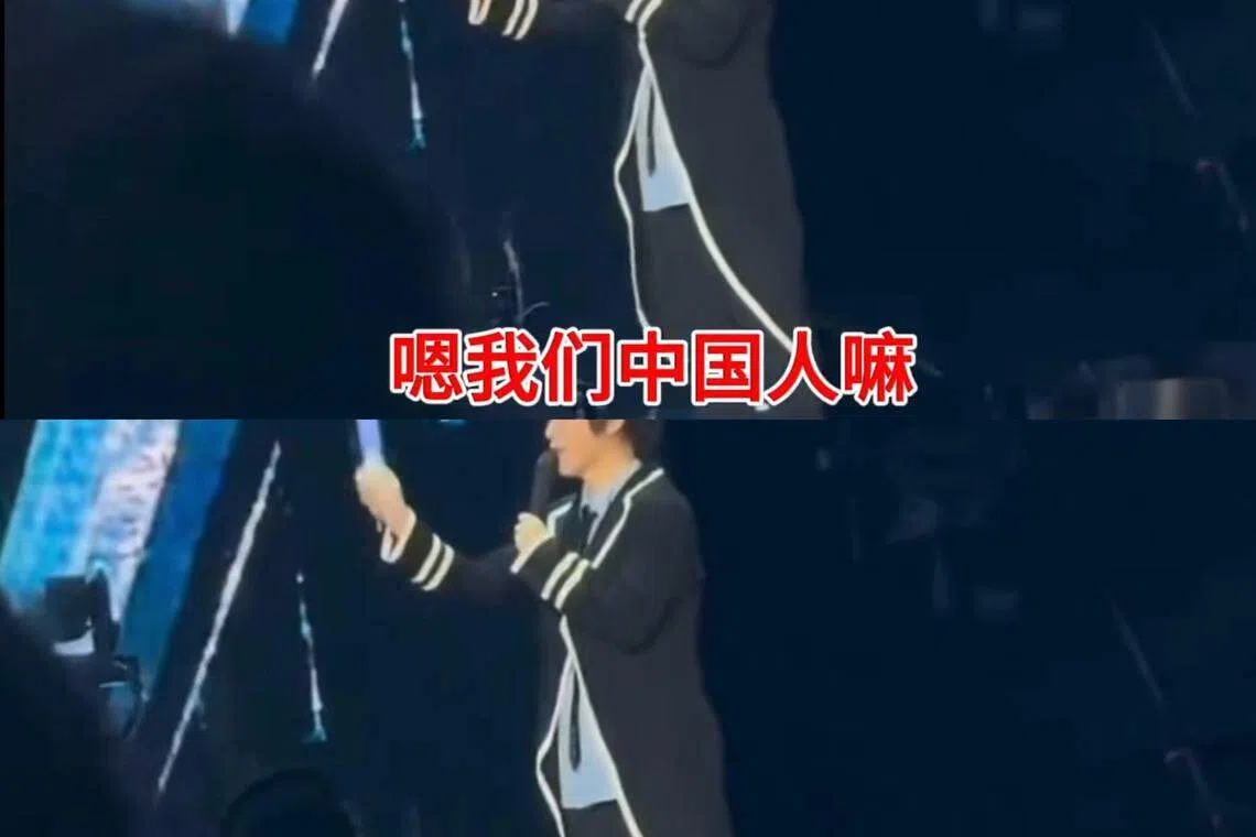 台湾乐队五月天主唱阿信星期五（5月24日）晚在北京鸟巢举行的演唱会上，脱口说出“我们中国人”。有网民将他的这段视频配上字幕，传到互联网上。（互联网）