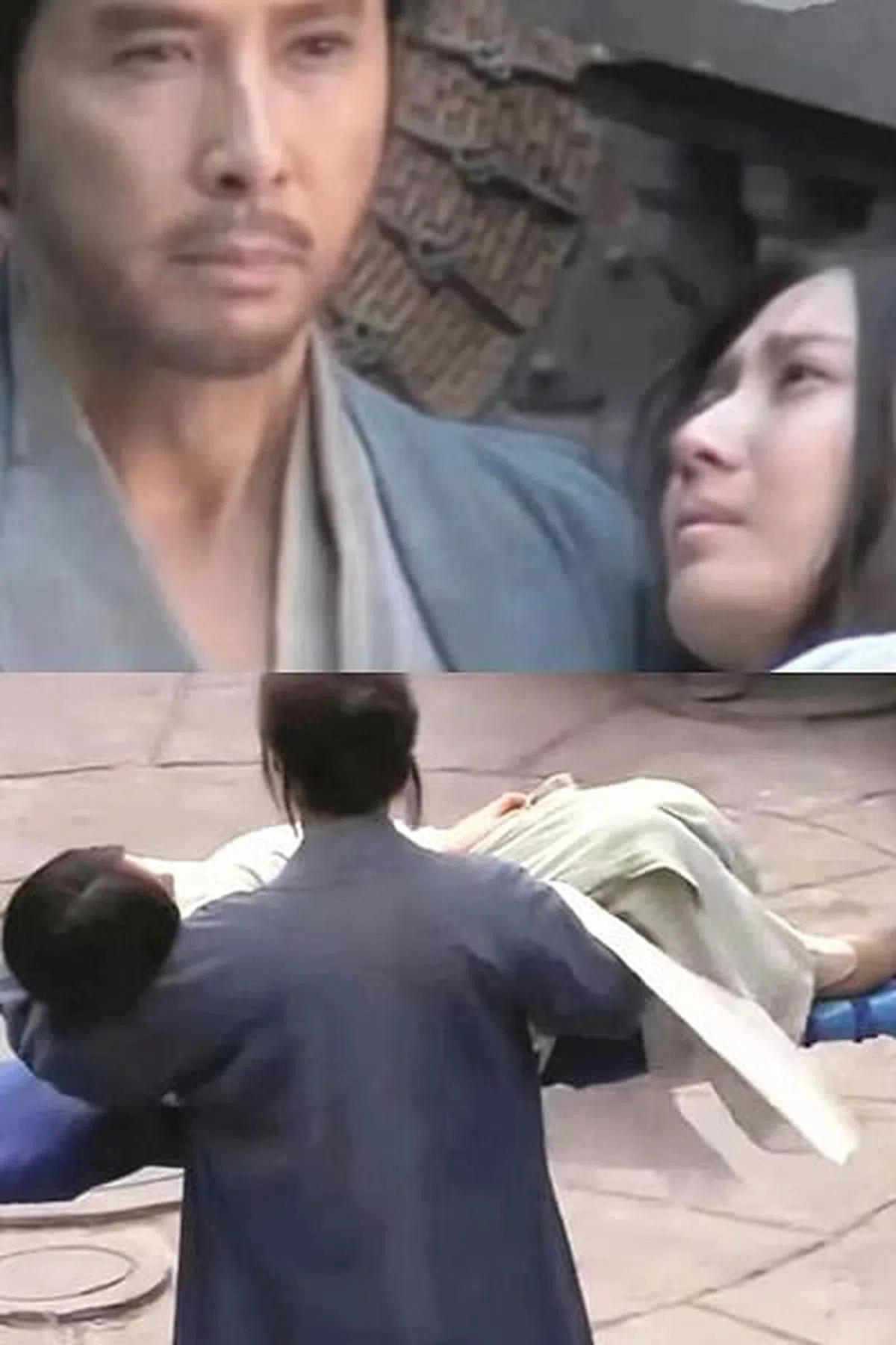 甄子丹拍公主抱陈钰琪的戏时，利用担架省力。（视频截图）