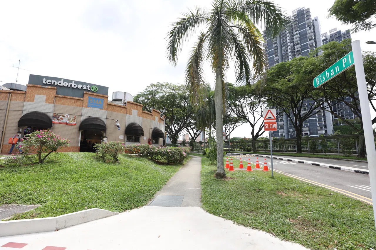 市建局在探讨把图中碧山坊（Bishan Place）路一带改造为购物步行街。（陈心媛摄）