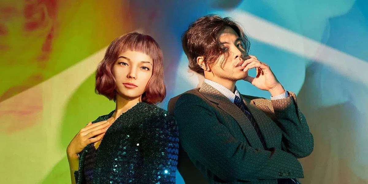 蕊（左）曾与本地创作歌手金文明合拍MV。（互联网）