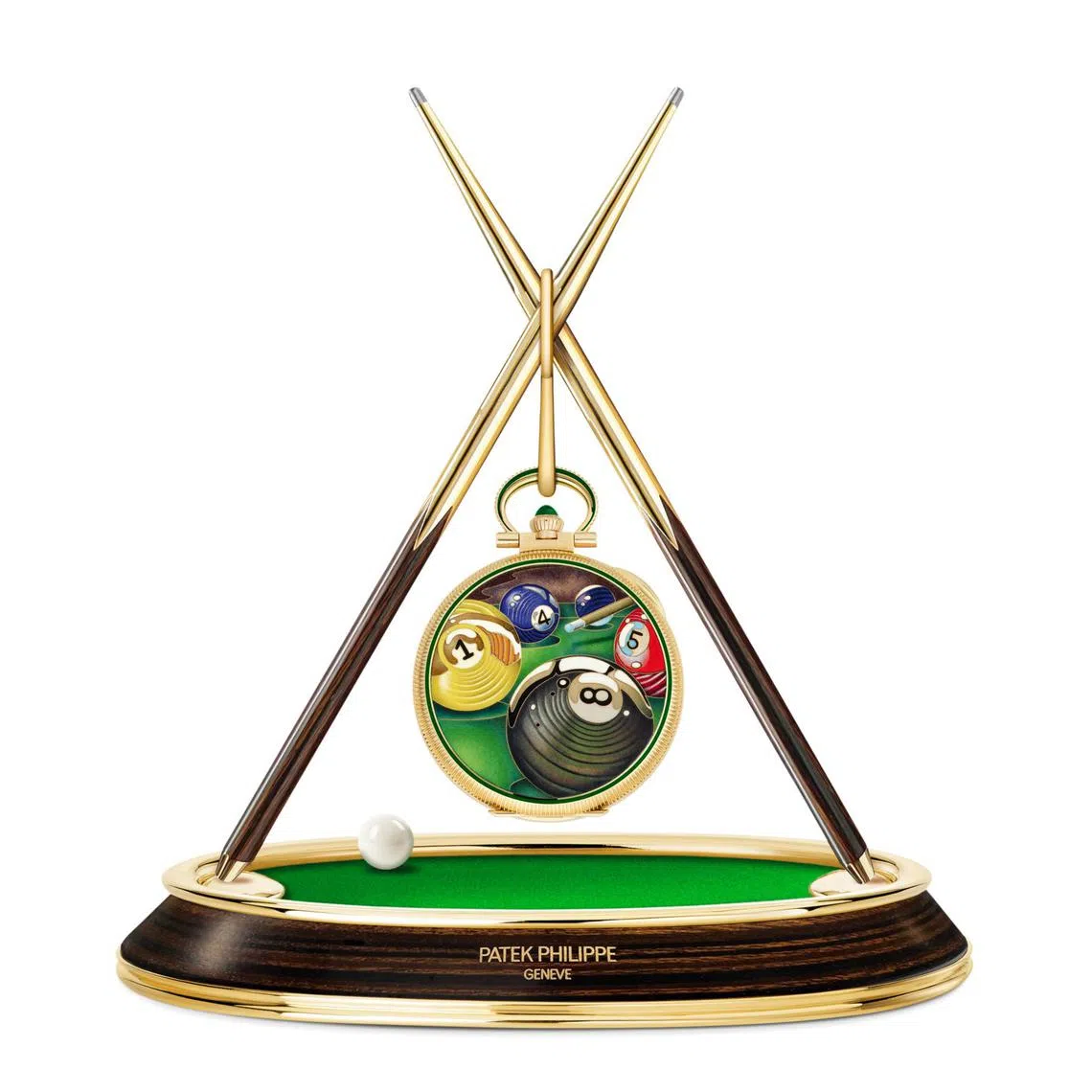 “台球”怀表的大明火掐丝珐琅底盖，运用72.1厘米金丝和40种颜色的透明、半透明和不透明珐琅制成。（百达翡丽提供）