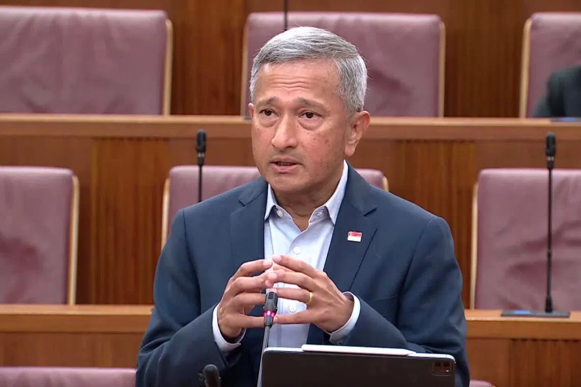 维文医生星期二（4月7日）在国会说，霍尔木兹海峡是国际法公认的国际航道，新加坡不会就它的安全通行与伊朗当局谈判，谈判与我国长期坚守《联合国海洋法公约》和国际法的原则相悖。（取自GOV.SG视频截图）