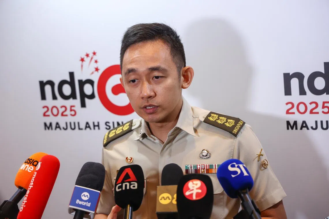 2025年国庆庆典执委会主席张仕豪上校受访时说，今年的主题体现了新加坡过去取得的成就，展望国人对未来的梦想与愿景。（白艳琳摄）