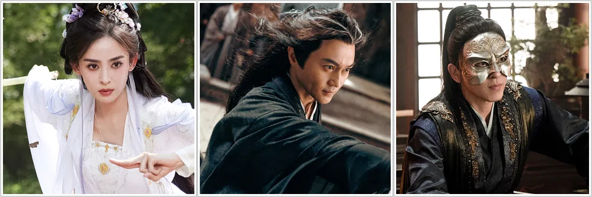 《赴山海》演员阵容包括古力娜扎（左图起）以及港星张智霖和吕颂贤。（取自剧集微博）