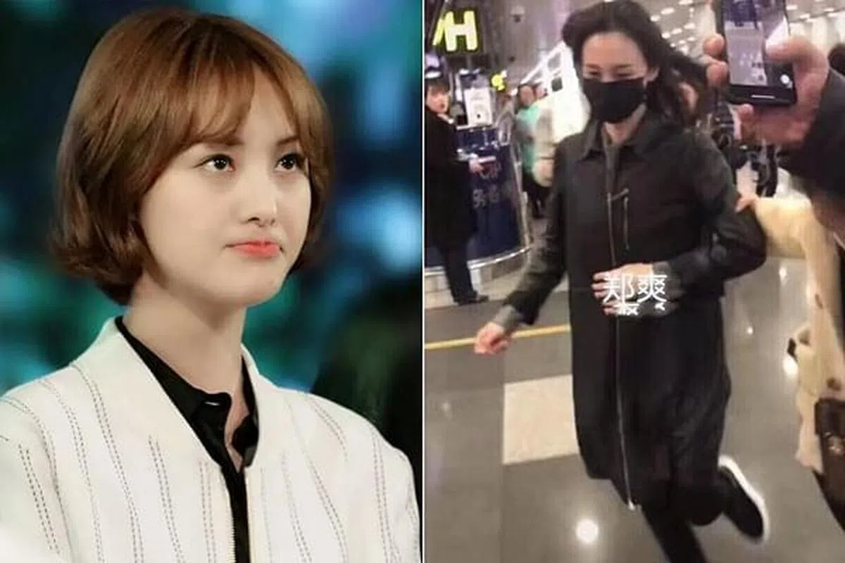 无法跟代拍说道理，郑爽一下机被围拍只好逃跑。（互联网）