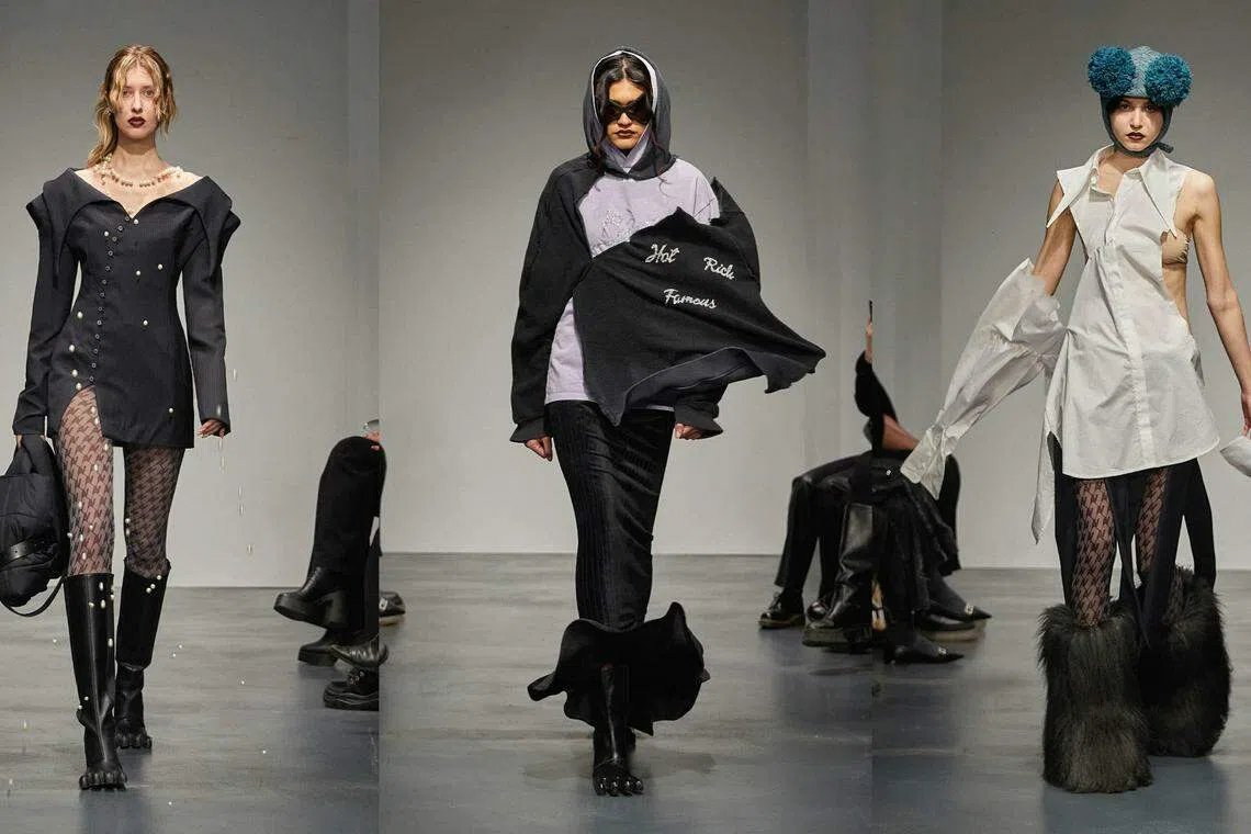 衣服在秀上走到一半就坏掉，有人认为这是设计师对快时尚的批判。（Avavav提供）