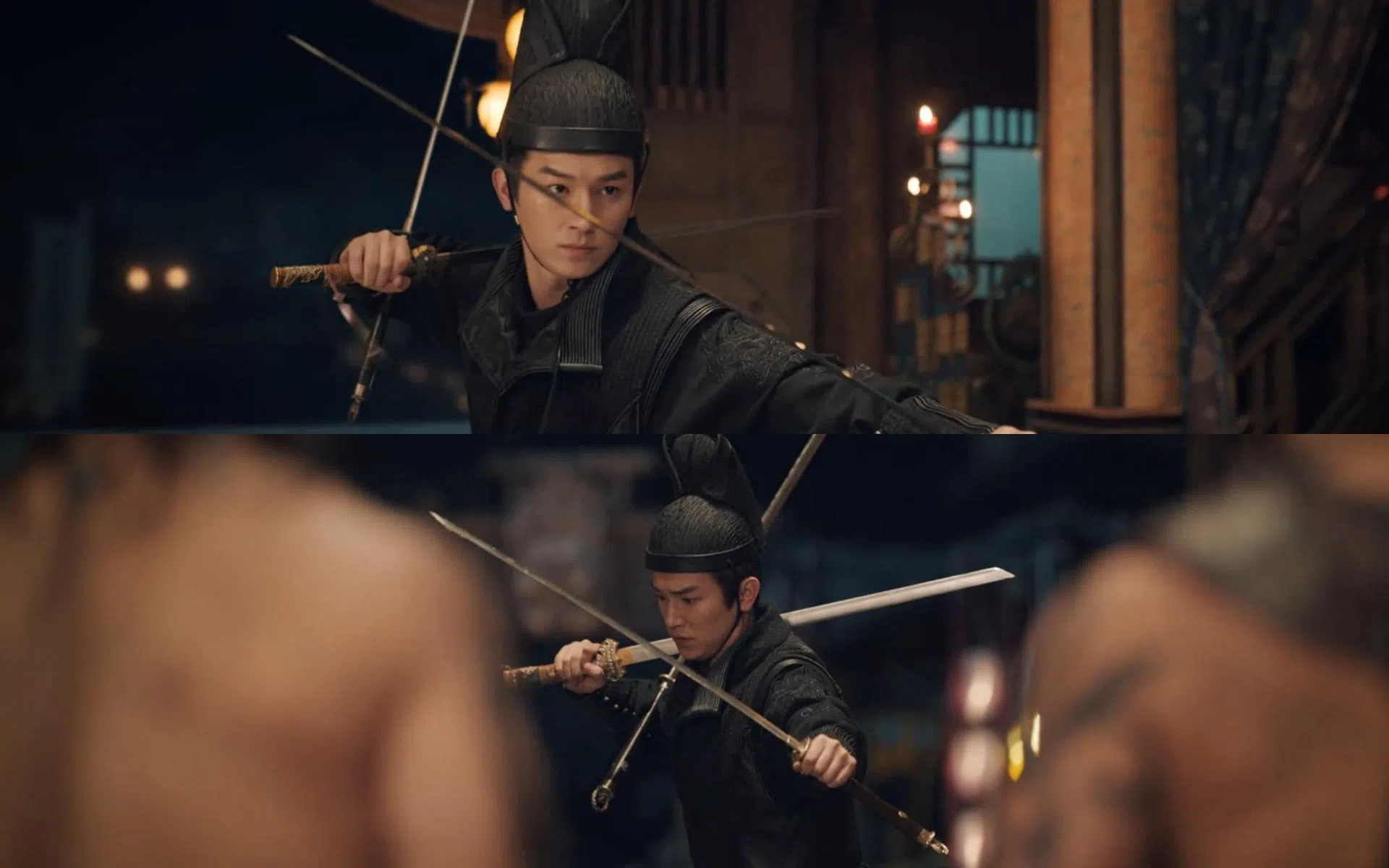 杨旭文在《唐朝诡事录》第一季，用三刀大战巨人反派。（剧集截屏）