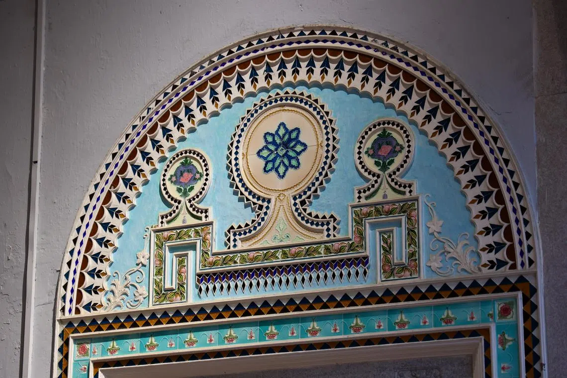 陈慈黉故居精美的门楣装饰。（林明顺摄）