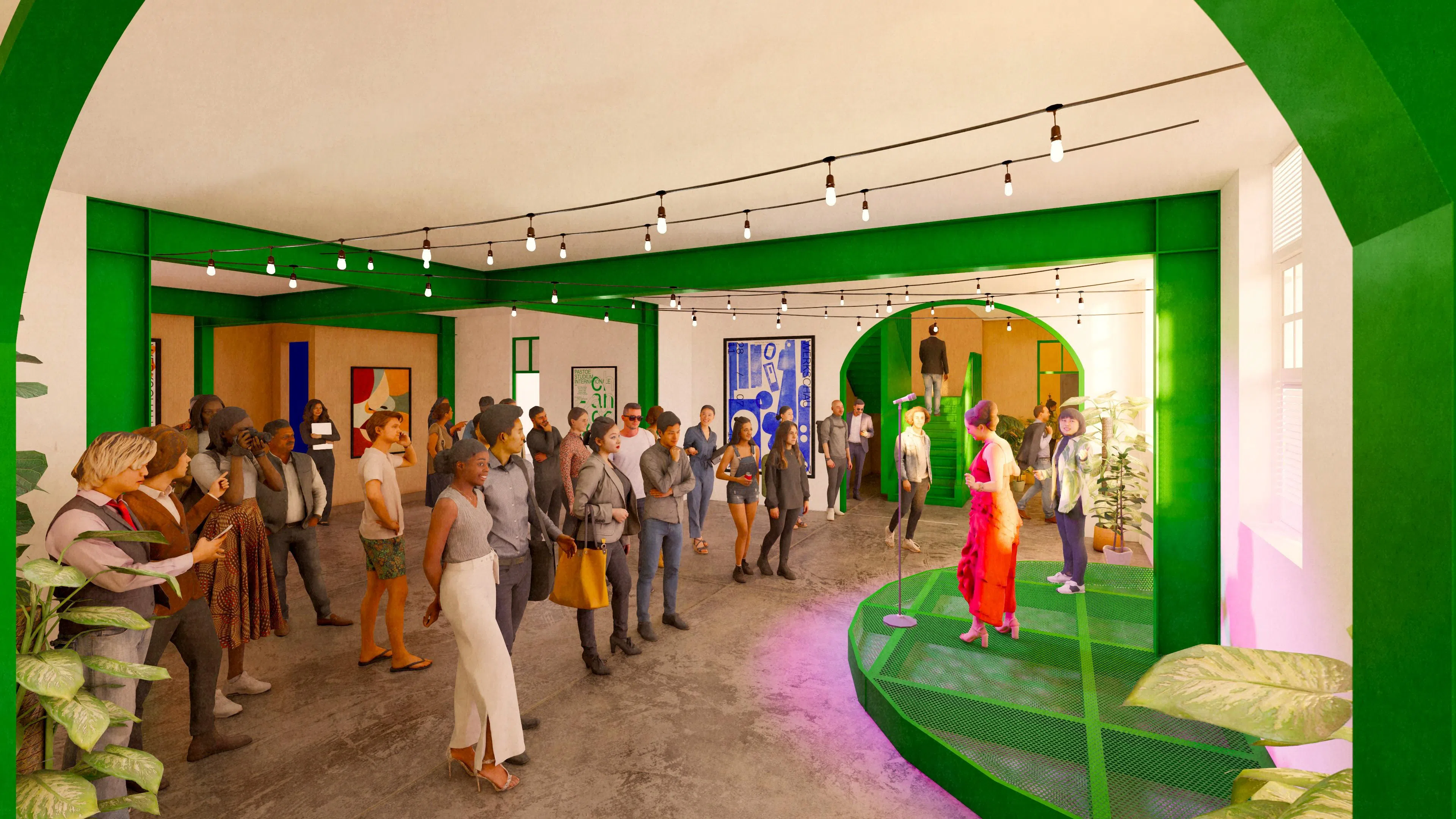 沙盒空间设有表演场地，供艺术创作者和表演者使用。（得标公司提供构想图）