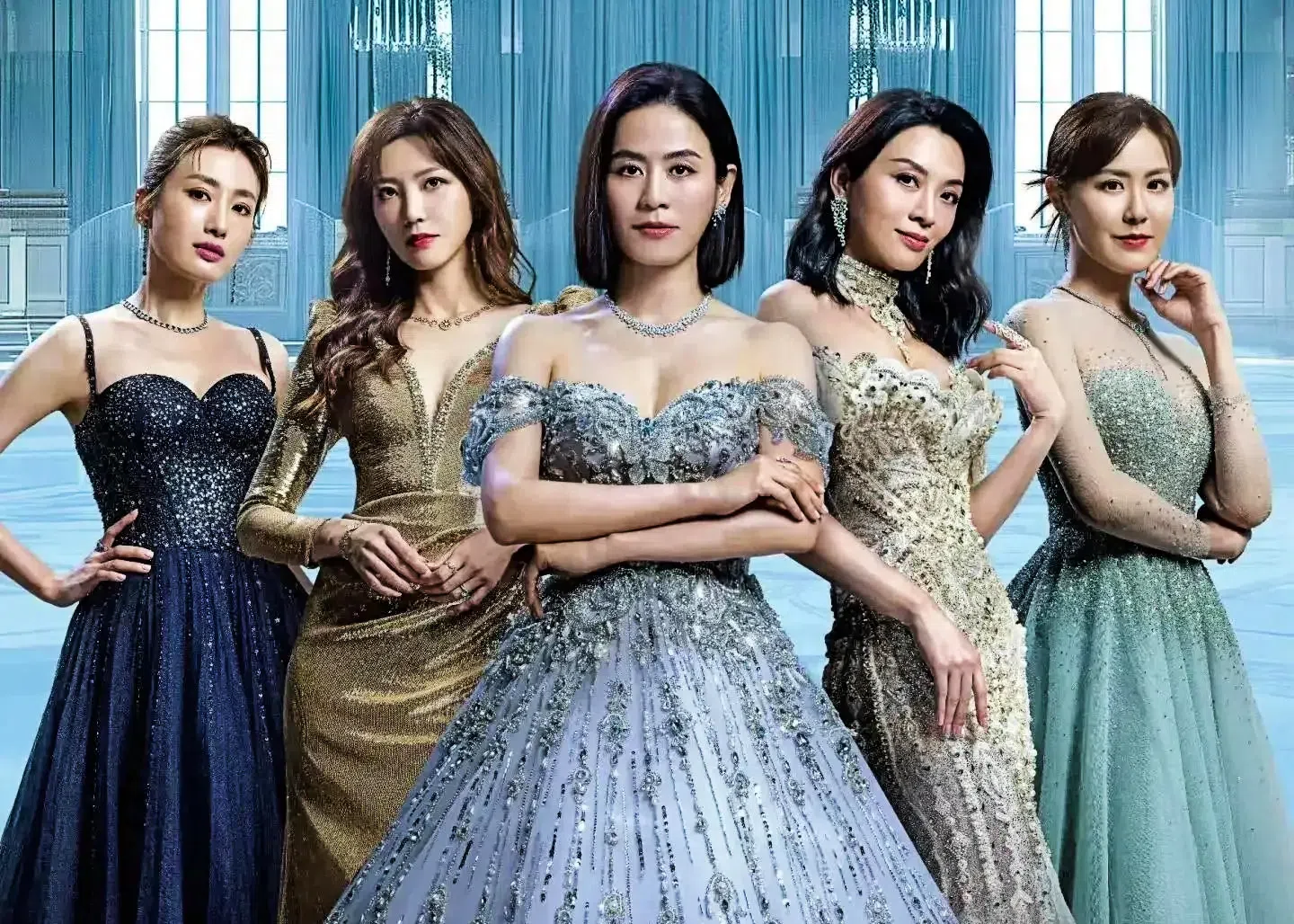 医疗剧《巨塔之后》女演员包括蒋家旻（左起）、吴若希、宣萱、陈炜和刘佩玥。（互联网）