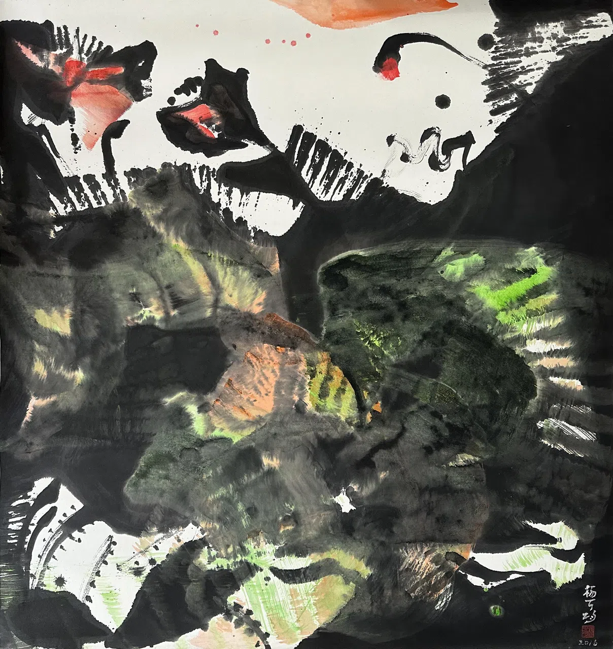 杨可均水墨画《荷塘》。（海卉艺苑）