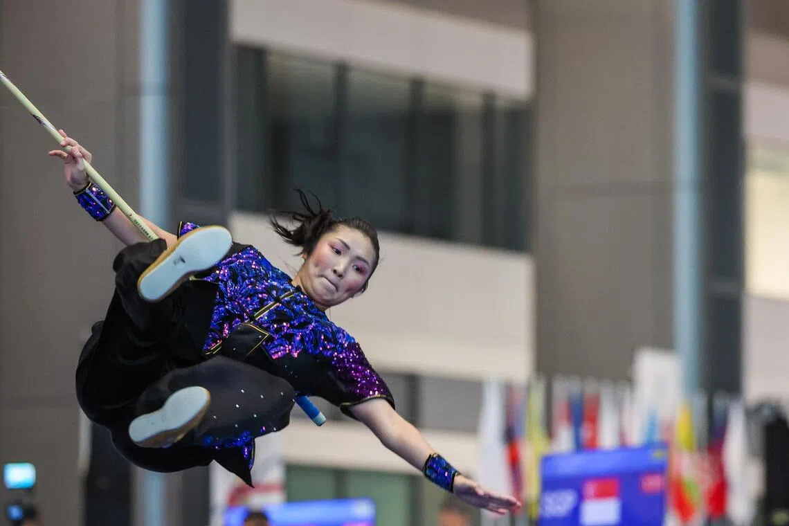 王雪苓在女子南棍以9.740分排名第二，最终结果会在星期一出炉。（白艳琳摄）