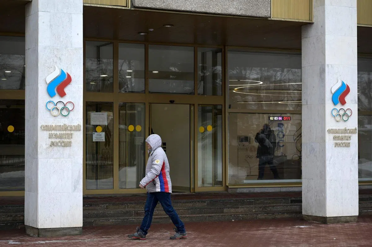 俄罗斯选手在禁药风波后，以俄罗斯奥委会名义参加国际赛事。图摄于今年2月，俄罗斯奥委会莫斯科总部。（法新社）