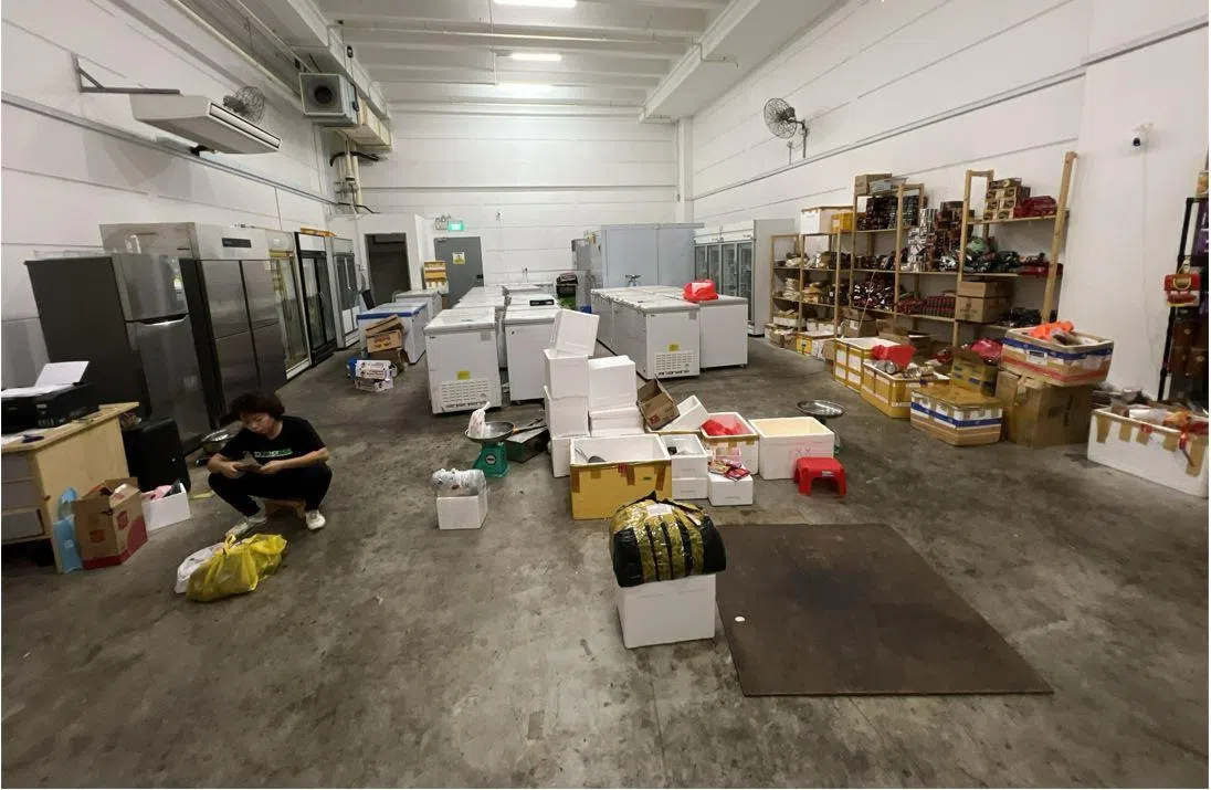 图为越南食品商Viet-Sin Grocery在兀兰弄无证经营的冷库。（新加坡食品局提供）