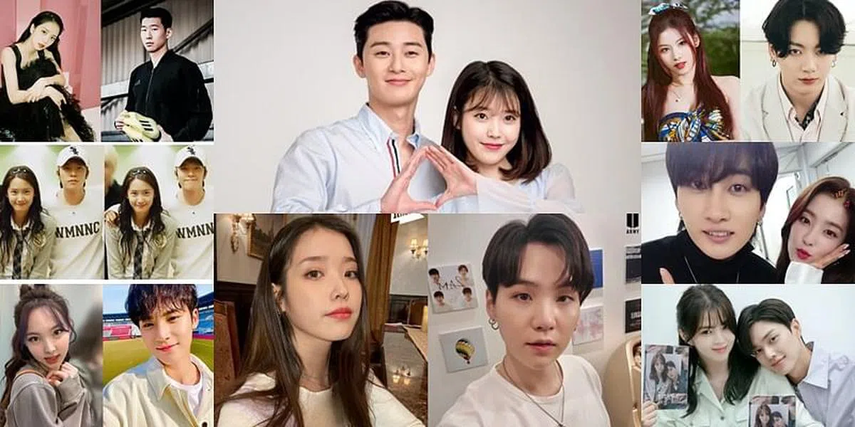 可能的元旦情侣（左起）：Blackpink成员Jisoo与孙兴慜（左上图）、IU与朴叙俊（中上图）、Twice成员Sana与BTS成员柾国（右上图）、Super Junior成员东海与少女时代成员允儿（左中图）、Seventeen成员珉奎与Twice成员娜璉（左下图）、IU与BTS成员Suga（中下图）、Super Junior成员银赫与Red Velvet成员Irene（右中图）、宋江与韩韶禧（右下图）。（互联网）