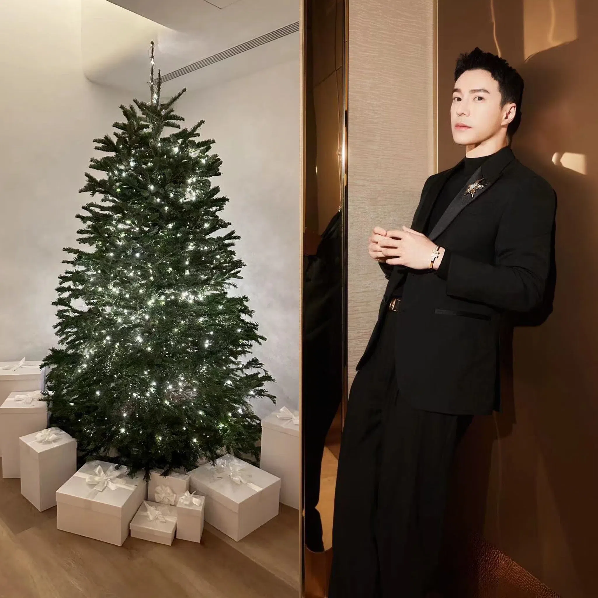 王冠逸买了一棵圣诞树，配合家居的简约风格，圣诞树没有过多的装饰。（Red Dot Entertainment提供）