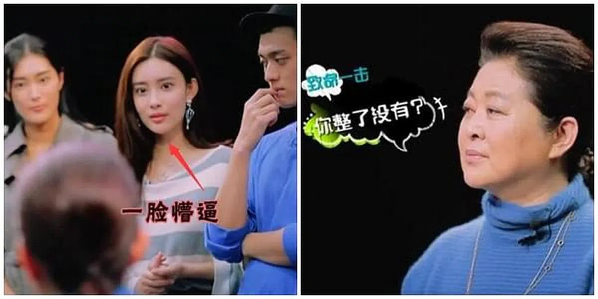 倪萍（右图）在节目上当面问孟子义（左图中）有没整容，让后者当场怔住。（视频截图）