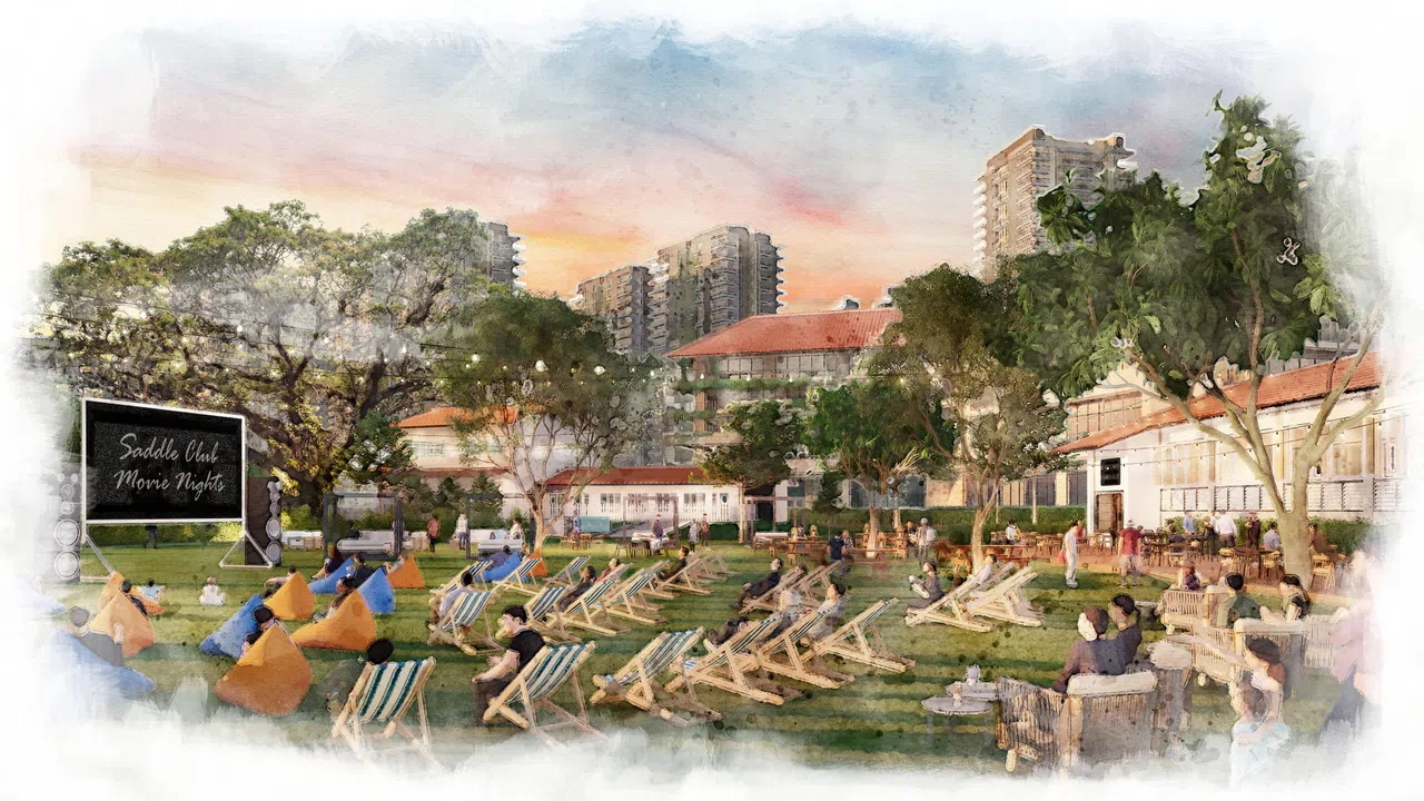 原有的武吉知马骑马俱乐部会所和美丽道洋房的前方，预计将打造新的公共空间。（市区重建局提供构想图）