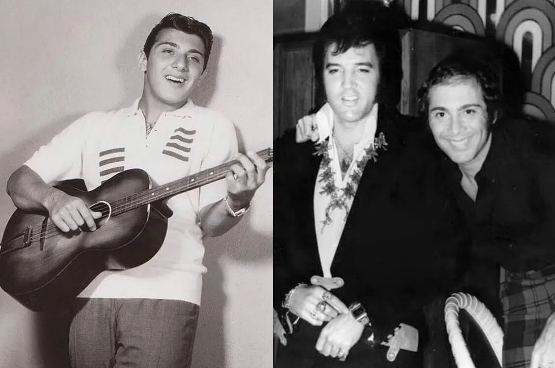 左图：年轻时的Paul Anka。右图：猫王Elvis Presley与Paul Anka。（Paul Anka IG）