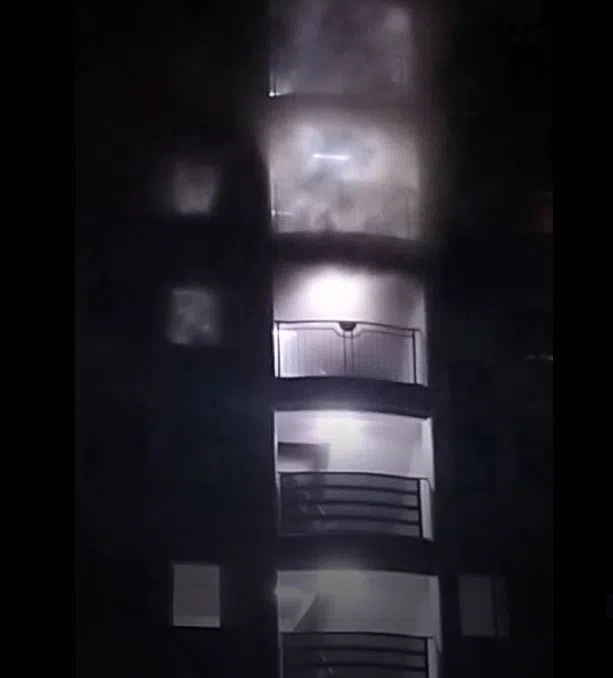 这起火患发生在星期四（2月15日）凌晨2时20分左右，地点是马西岭路第4座租赁组屋的10楼单位。（视频截图）