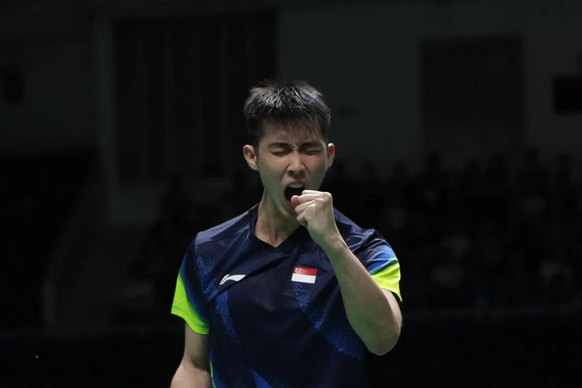 我国羽毛球男队在东运会1比3不敌印尼，止步半决赛夺铜。骆建佑（图）为我国拿下唯一的胜仗。（白艳琳摄）