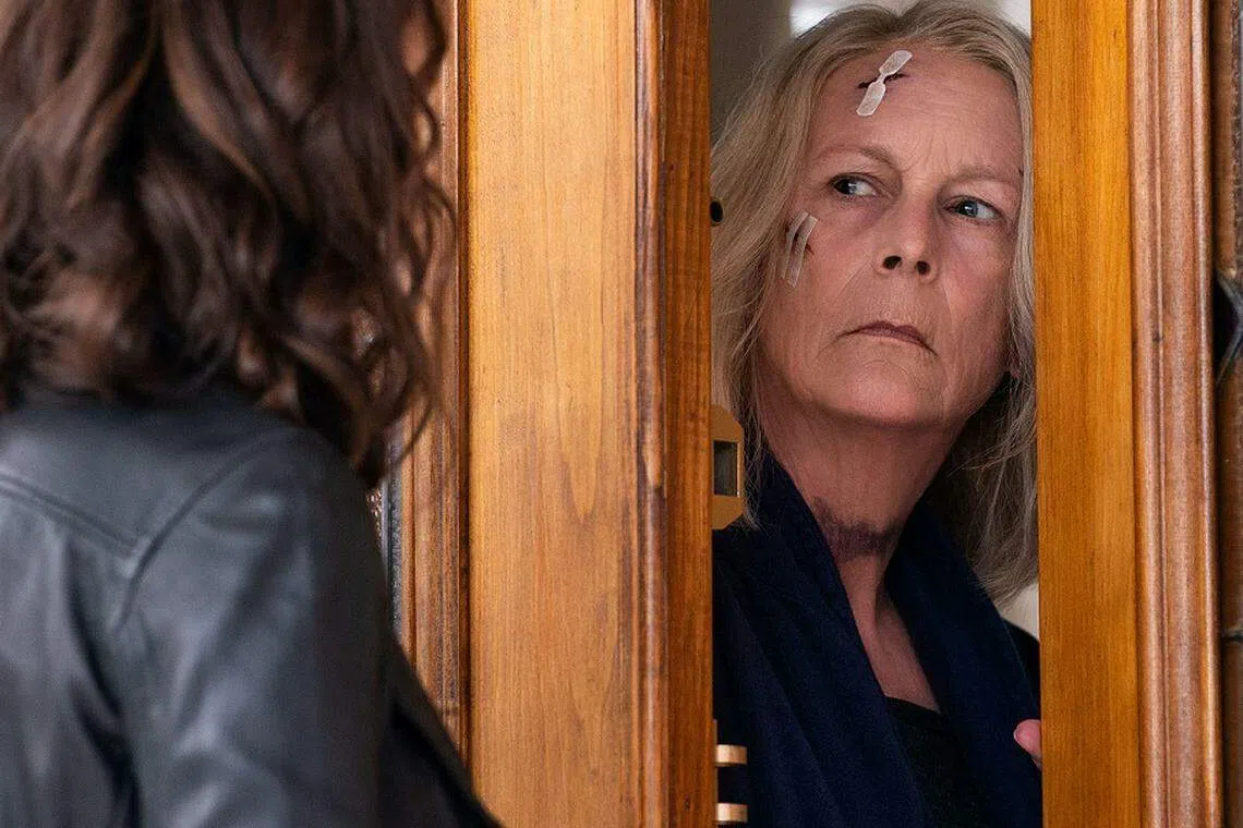 《月光光新慌慌：万圣结》的Jamie Lee Curtis，多年来一直活在杀人魔的恐怖阴影下。（星和娱乐提供）