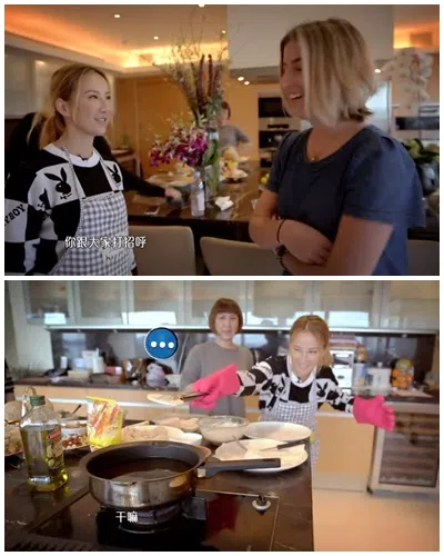 李玟曾曝光豪宅里的大型厨房。（视频截图）