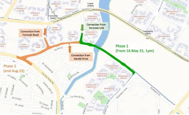 延长道路共分两阶段通车，第二段的延长道路将在8月底启用。（取自黄志明脸书）