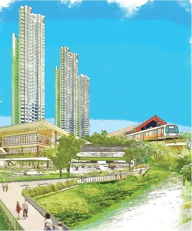 前赛马场地段将转型为新住宅区，坐落于绿意盎然的滨水环境中，居民可享受周边的绿地与水域，展开多样化的休闲活动。（市区重建局构想图）