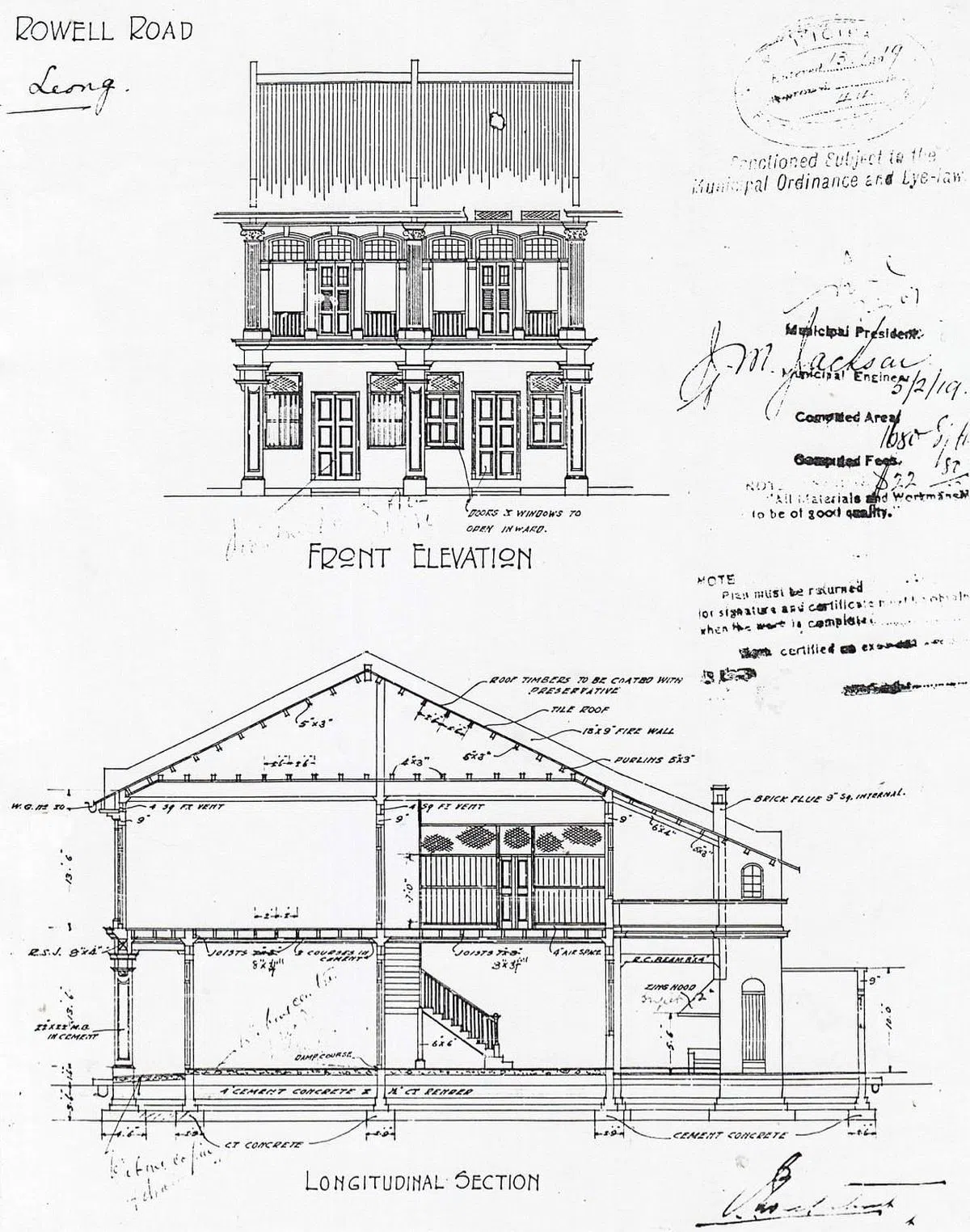 20世纪初期著名建筑师JB Westerhout设计的罗威路29号原设计图。（屋主提供）