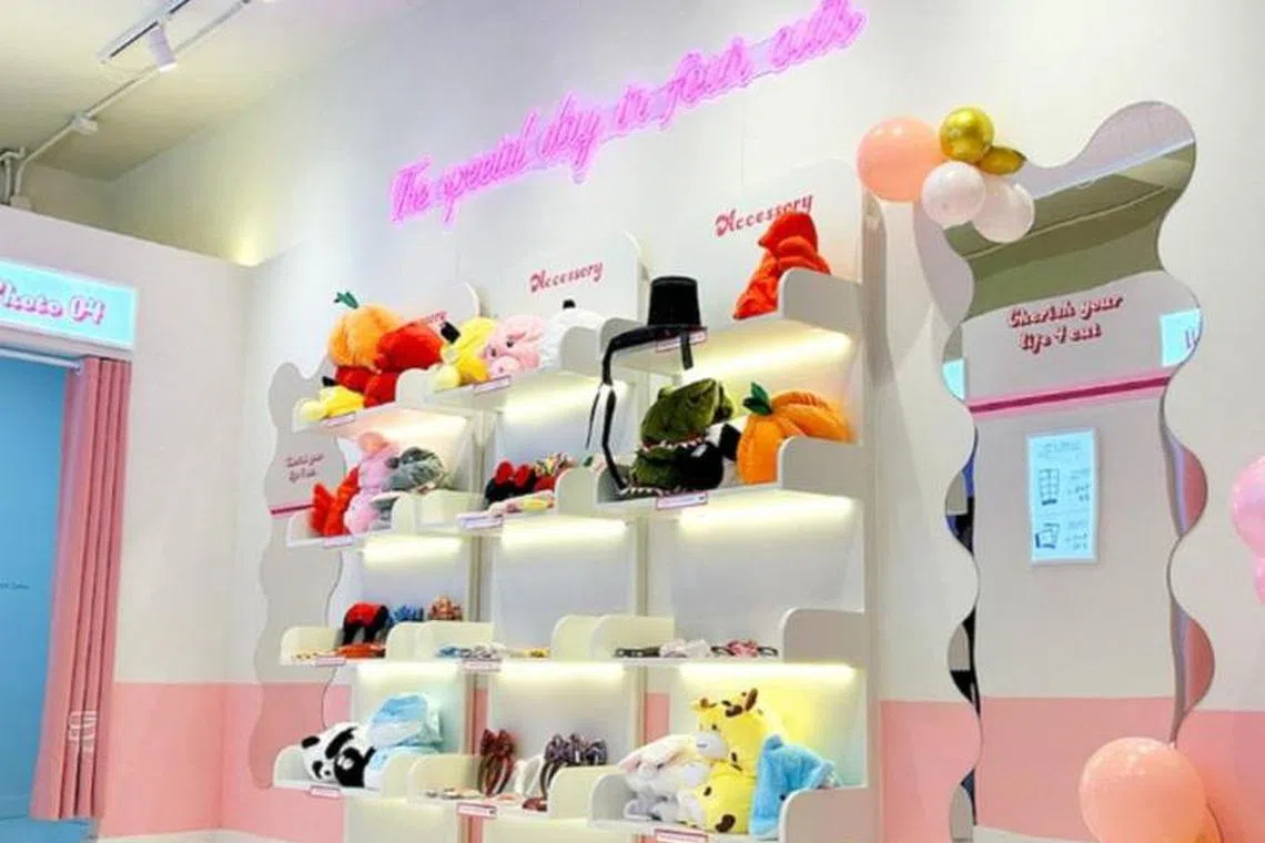 店家提供各种有趣的道具，还有化妆镜和专业灯光。