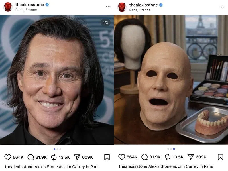 以模仿名人闻名的变装艺术家Alexis Stone（亚历克西斯史东）在社媒发文，似乎暗示自己在颁奖典礼上“扮演”了金凯利。（取自Alexis Stone IG）