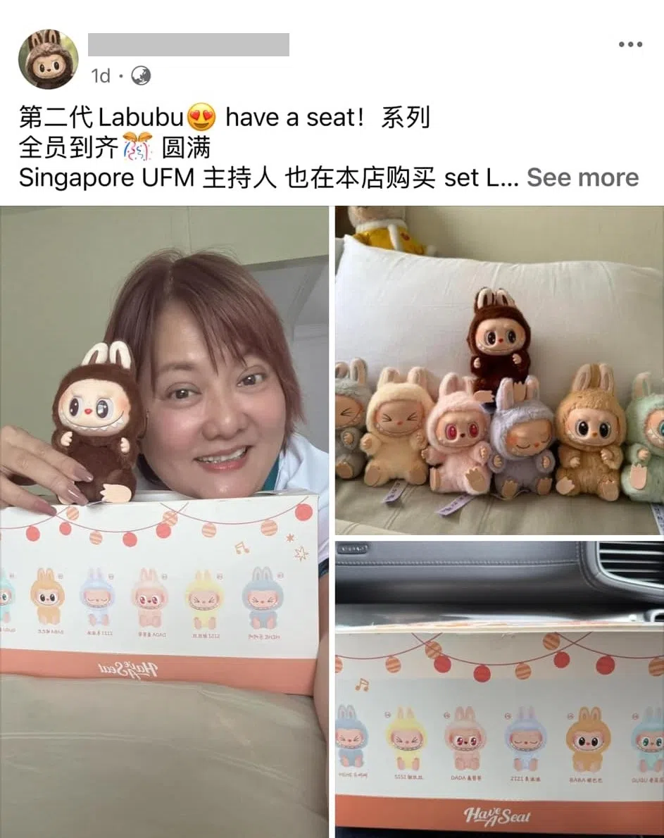 无良商家在脸书谎称叶丽梅的Labubu是在他的店里购买。（互联网）