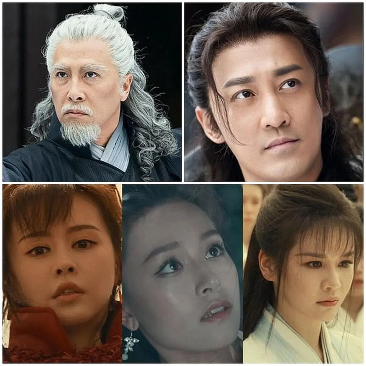 王晶找来甄子丹（左上图起）、林峰、邱意浓（左下图起）、文咏珊、云千千，一起打造新版《倚天屠龙记》。（互联网）