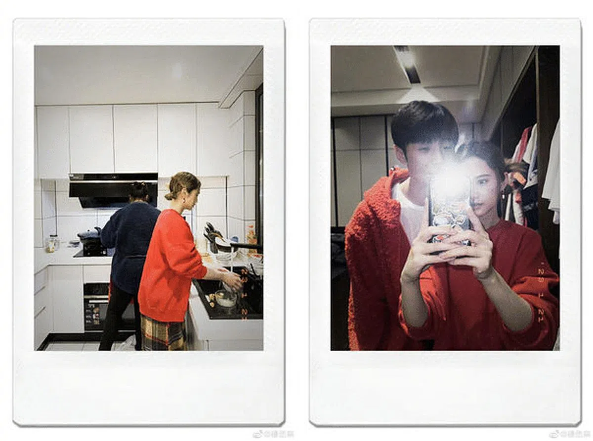 杨丞琳不只贴出与家婆的“合照”（左图），也晒出与李荣浩的合照。（互联网）