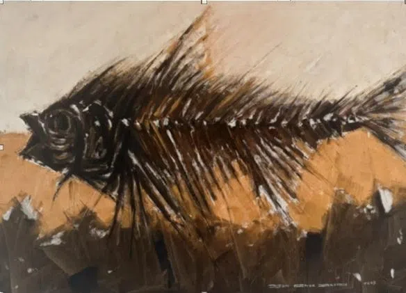 陈志德《沉睡的游痕》。（新加坡现代画会提供）