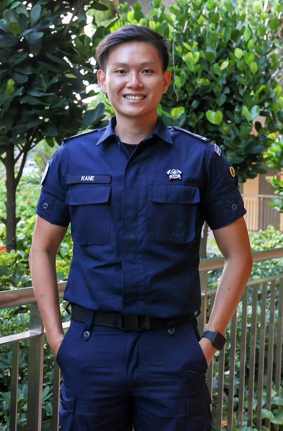 消防队长张健鸿中尉。（卓祾祎摄）