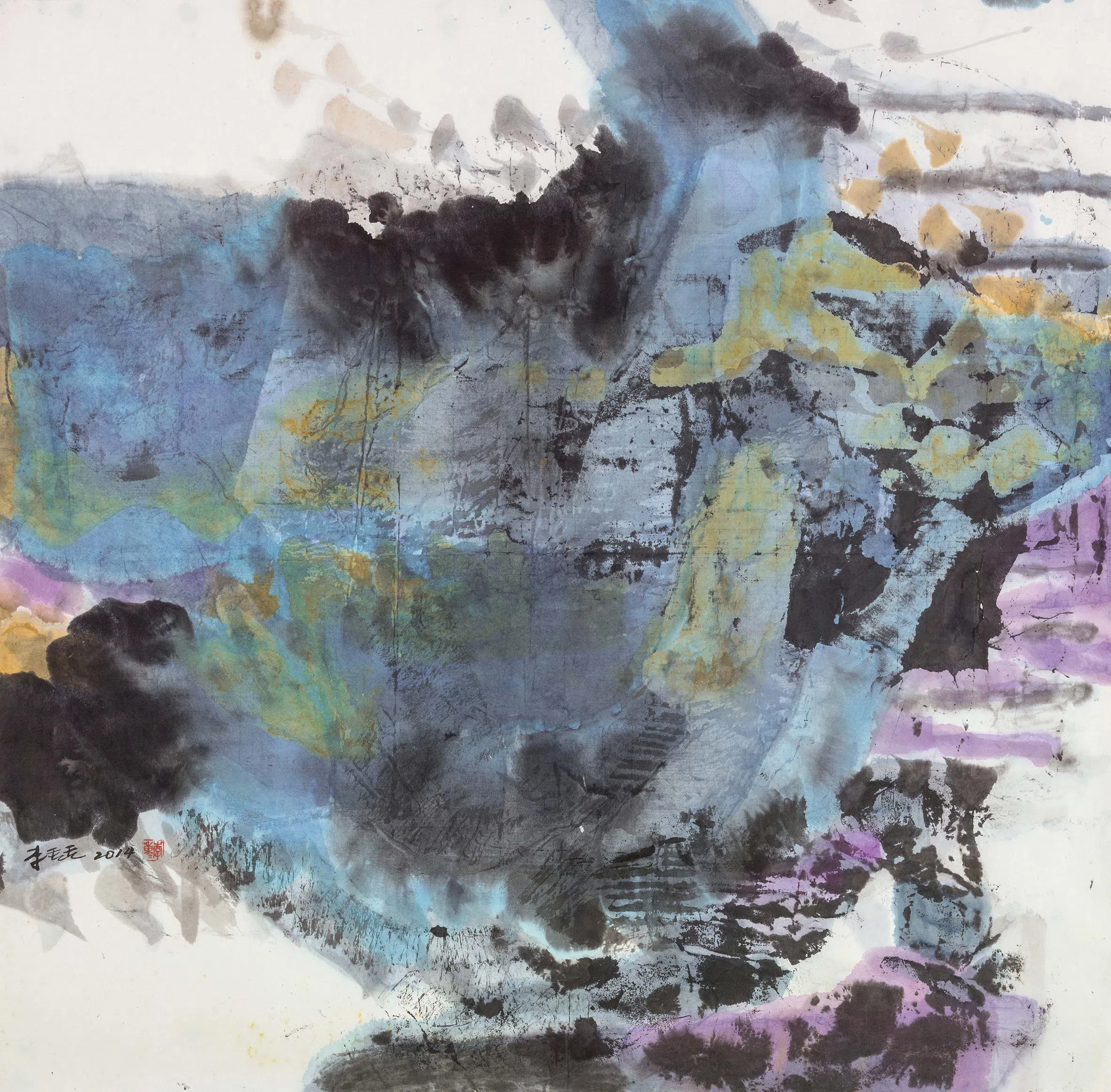 台湾李重重抽象水墨画《风过》（2014）。（尊彩艺术中心提供）