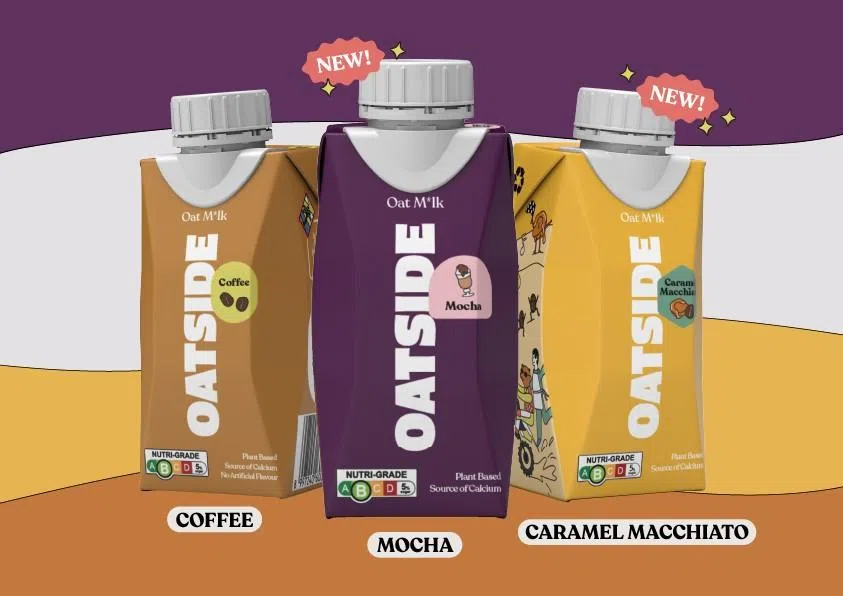 本地燕麦奶品牌Oatside近期扩大咖啡系列的选择，全新口味包括摩卡和焦糖玛奇朵。（商家提供）